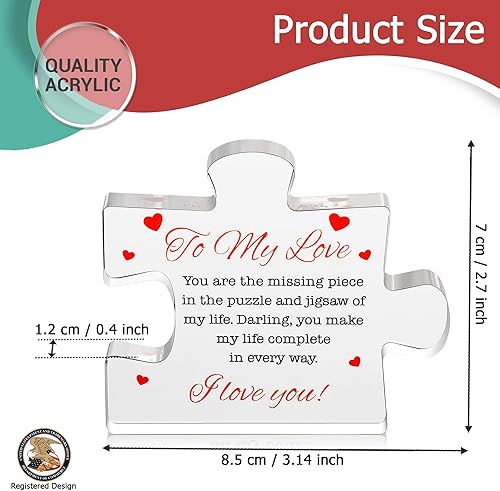 Miniatura 3 de I Love You Gifts for Her, Him - Rompecabezas de bloques acrílicos con diseño de texto en inglés "To My Love", 4.1 x 3.5 pulgadas, regalos con texto