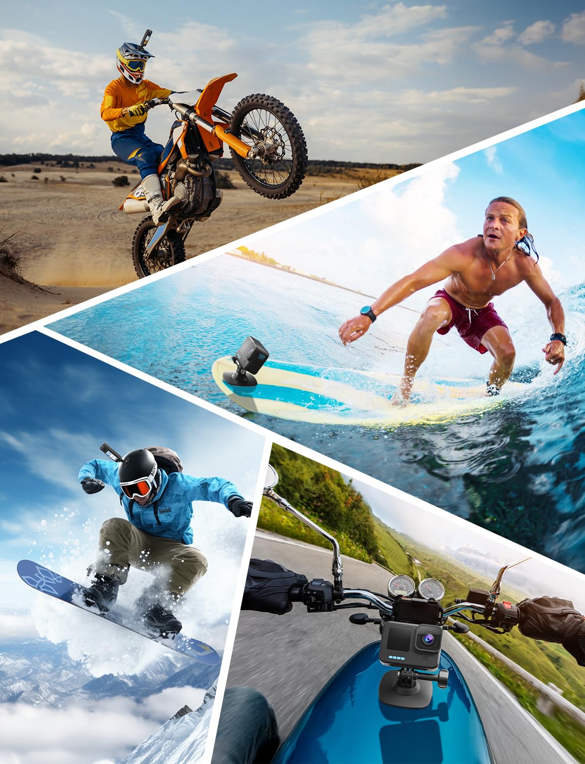 Montura Flexible Adhesiva Maectech Compatible Con Montura Casco para Insta360 X5 X4 X3 Ace Pro Base para Cámara Acción para Gopro Hero Kit Base para Dji Osmo Action Y Accesorios para Cámaras De Aventu