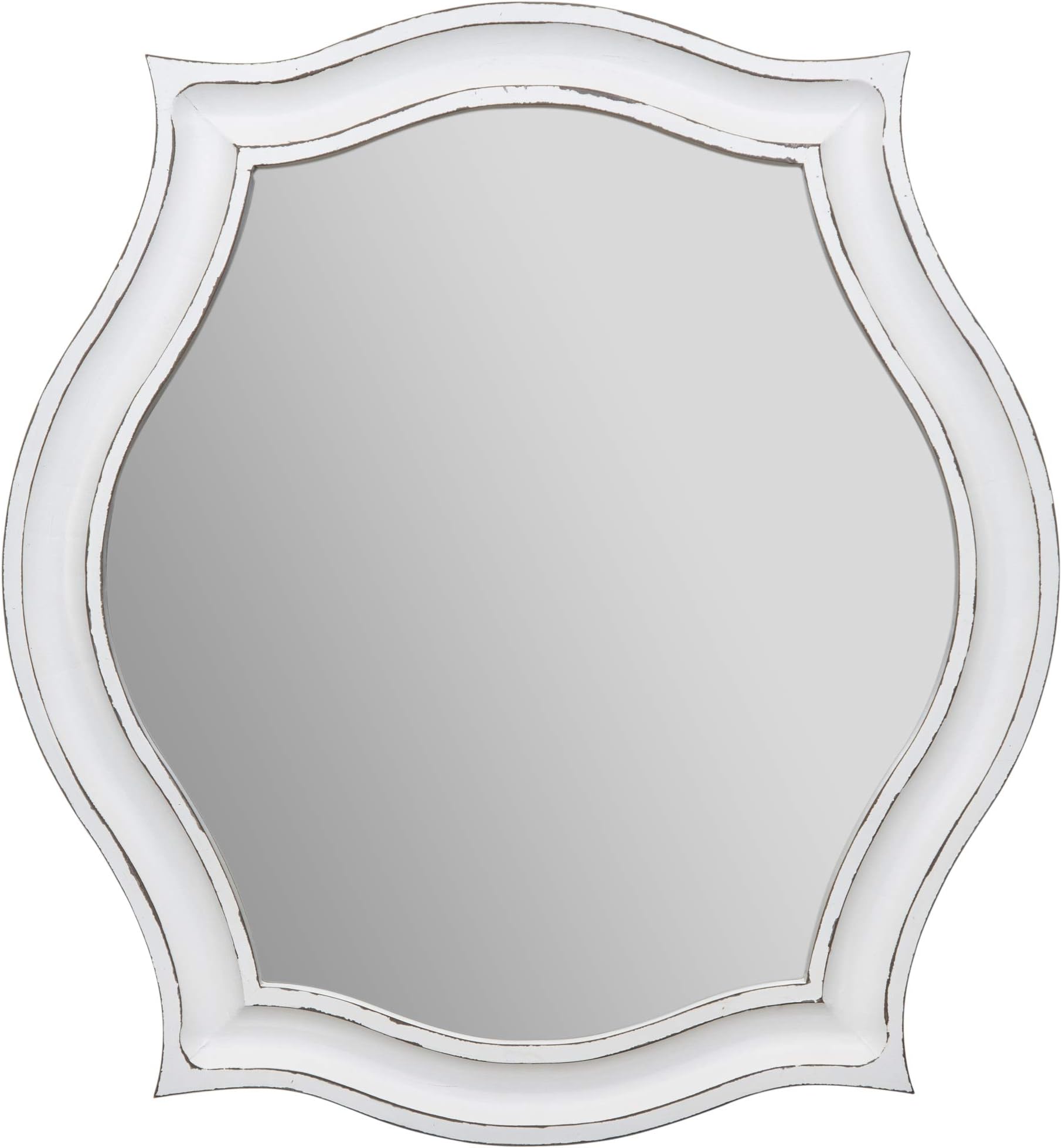 Everly Hart Collection Whitewash Scallop Framed Wall Mounted Mirror