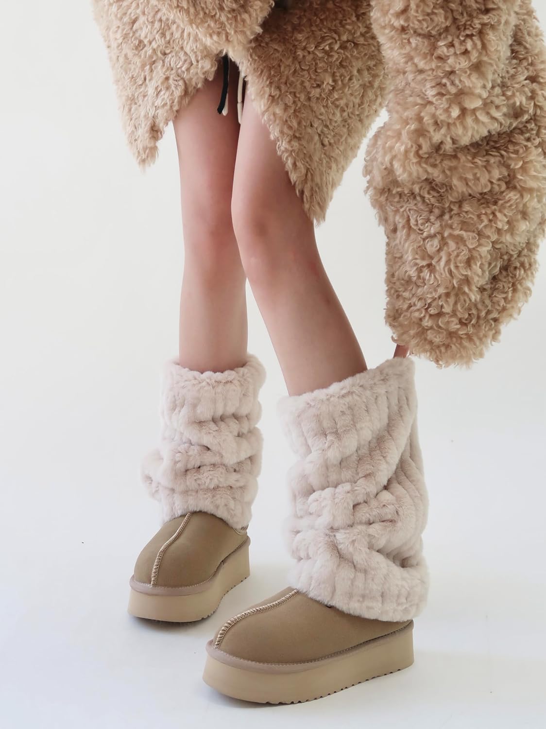 MANGMAO Fuzzy Leg Warmers Y2k Fairy Grunge Fur Leg Warmers Women Fluffy Cute Stocking Socks Aesthetic Accessories
