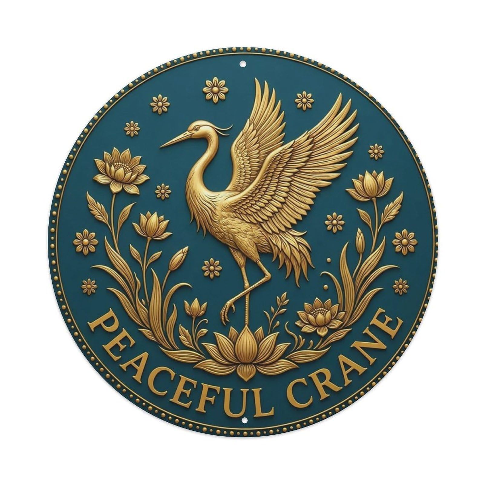 Vintage Peaceful Crane Flower Zen Yoga Metal Tin Sign