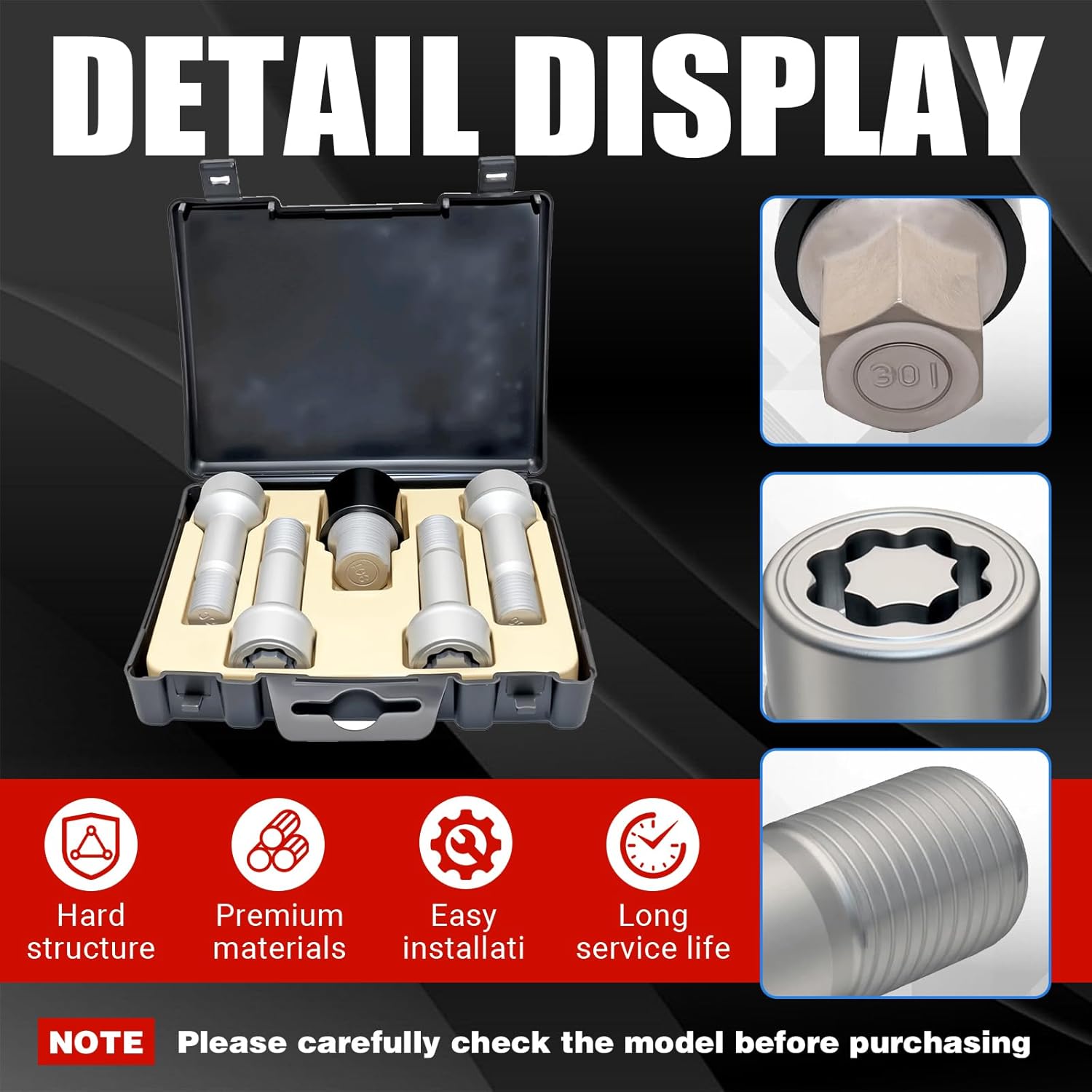 Wheel Lock Bolt Nut Set Compatible with Mercedes-Benz AMG C300 E300 E350 S450 GLC300 CLS450 S63 S65 G M R C43 C63 GLC43,Car Anti-Theft Wheel Rim Lug Nut Replace for 0019901707 (M14 X 1.5 X 45)