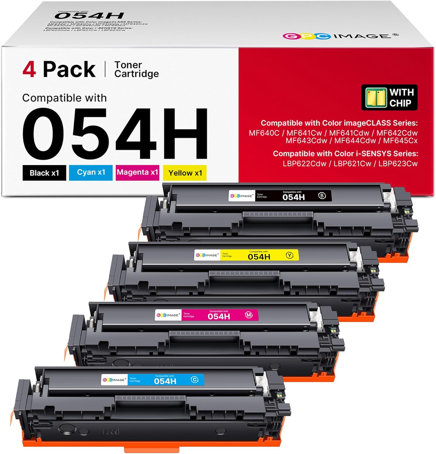 054H Toner Cartridge Set Compatible with Canon MF642Cdw Toner Cartridges Compatible for Canon 054 054H Toner Cartridge Set use with Canon ImageClass MF642Cdw MF644Cdw LBP622Cdw MF641Cw, 4 Pack CRG054H