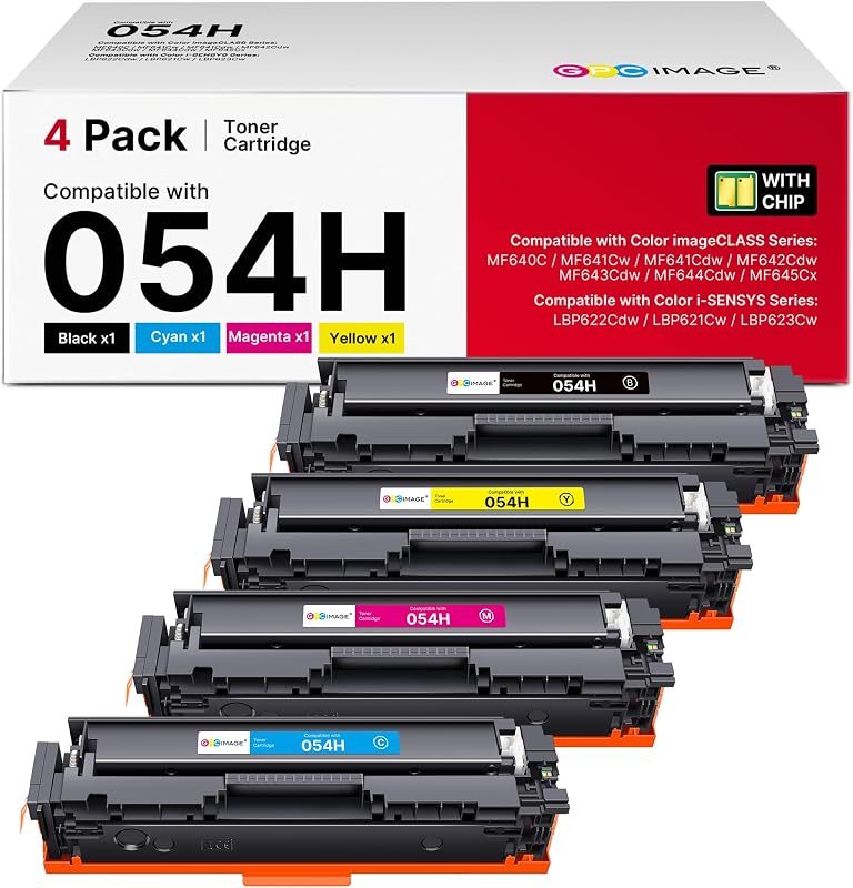 054H 054 Toner Replacement for Canon 054H 054 Toner Cartridge Set 4 Pack | work for Canon MF642Cdw Toner Cartridges for Color imageCLASS MF644Cdw MF642cdw MF641Cw LBP622Cdw, CRG-054H Cartridge 054