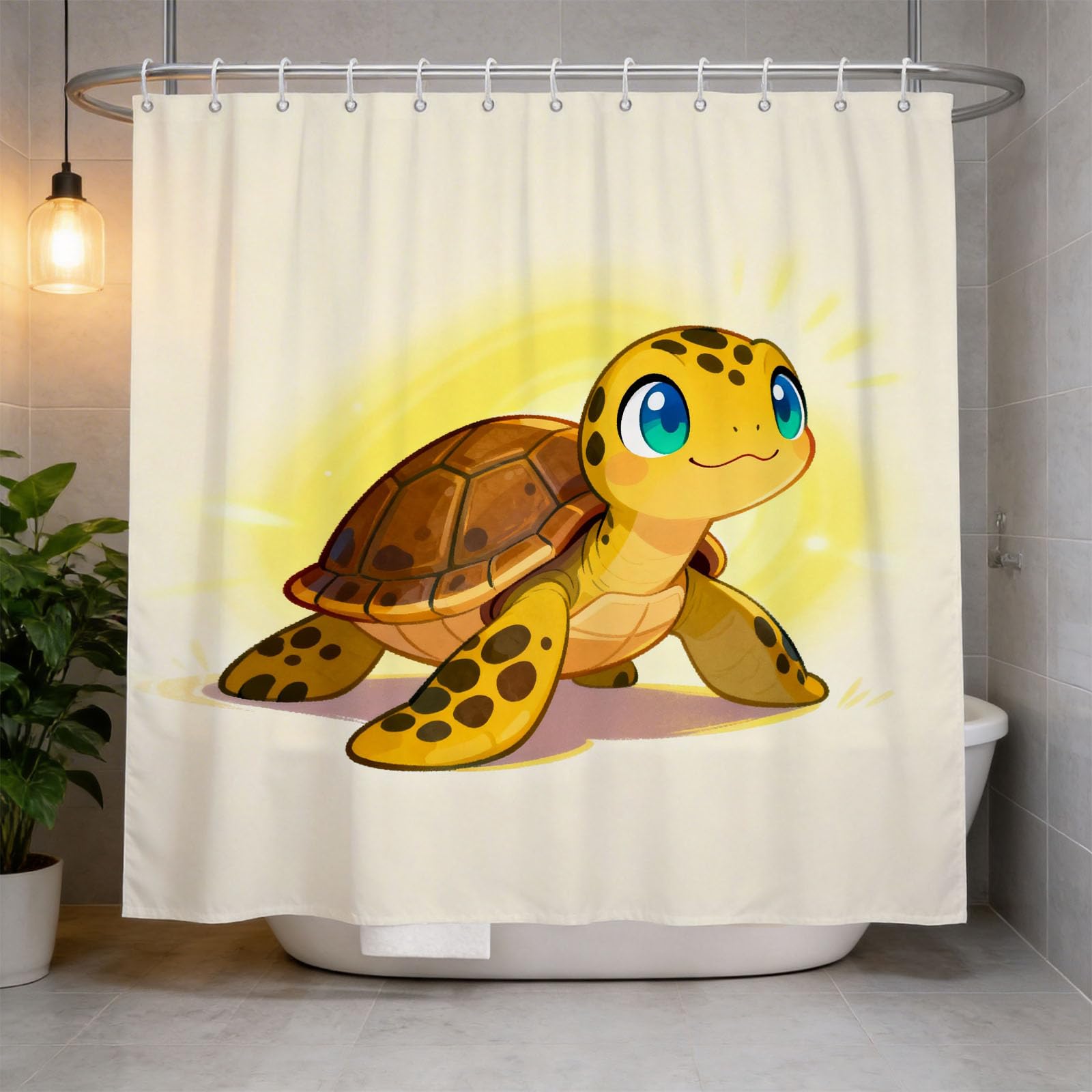 Hongduo 3D Sea Turtle Shower Curtain for Stalls Bathtubs Cartoon Animals Bathroom Decor Shower Curtain Set Polyester Fabric Waterproof 180x200cm/71X79 Inch with Hooks