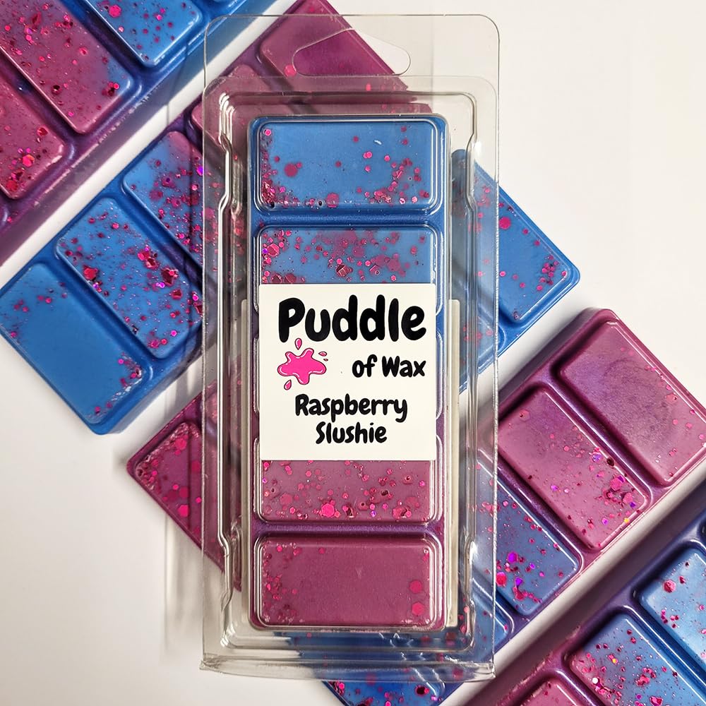 Puddle Of Wax Raspberry & Blue - Raspberry Slushie Soy Wax Melt Snap Bar - 50G - Fruity Scent - Vegan Friendly - Made In The Uk