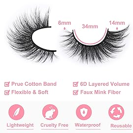 Kiromiro False Eyelashes Natural Look Wispy Faux Mink Lashes Soft 14mm Cat Eye Short Strip Lashes Pack
