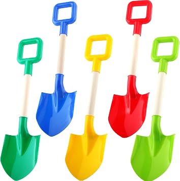 5 Pack 16 Inch Kids Beach Shovels Sand Shovels Gardening Shovel Plastic Snow Shovels Tools for Backyard Garden Shoveling Soil Beach Digging Sand Snow Sandbox, 5 Colors
