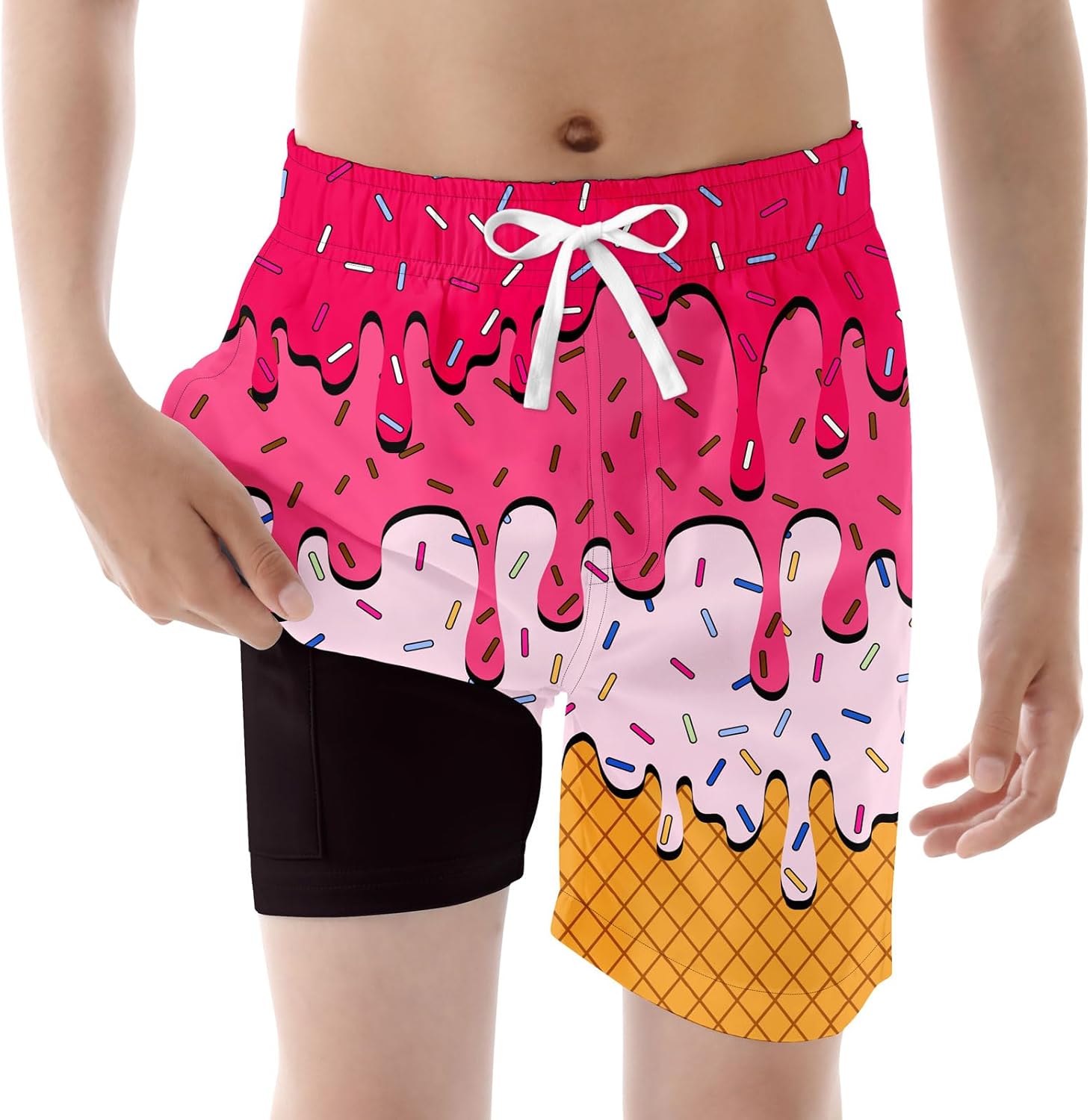 westwolf Boys Swim Trunks with Compression Liner Kids Bathing Suit 6-18 Years Swimwear