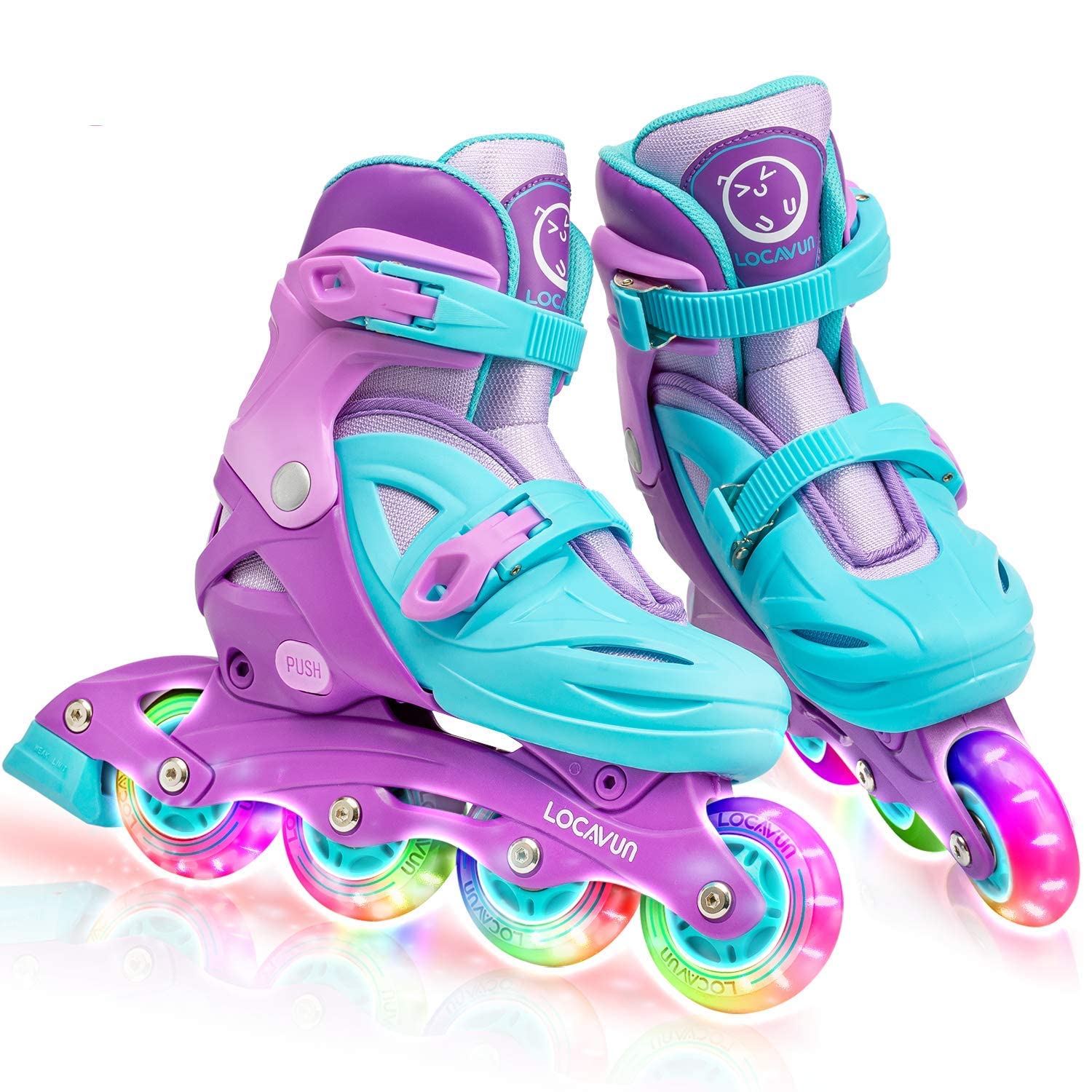 LOCAVUN Patines en línea,4 tamaños Ajustables con Ruedas Que Brillan en la Oscuridad,Patines en línea para niños para Uso en Interiores y Exteriores