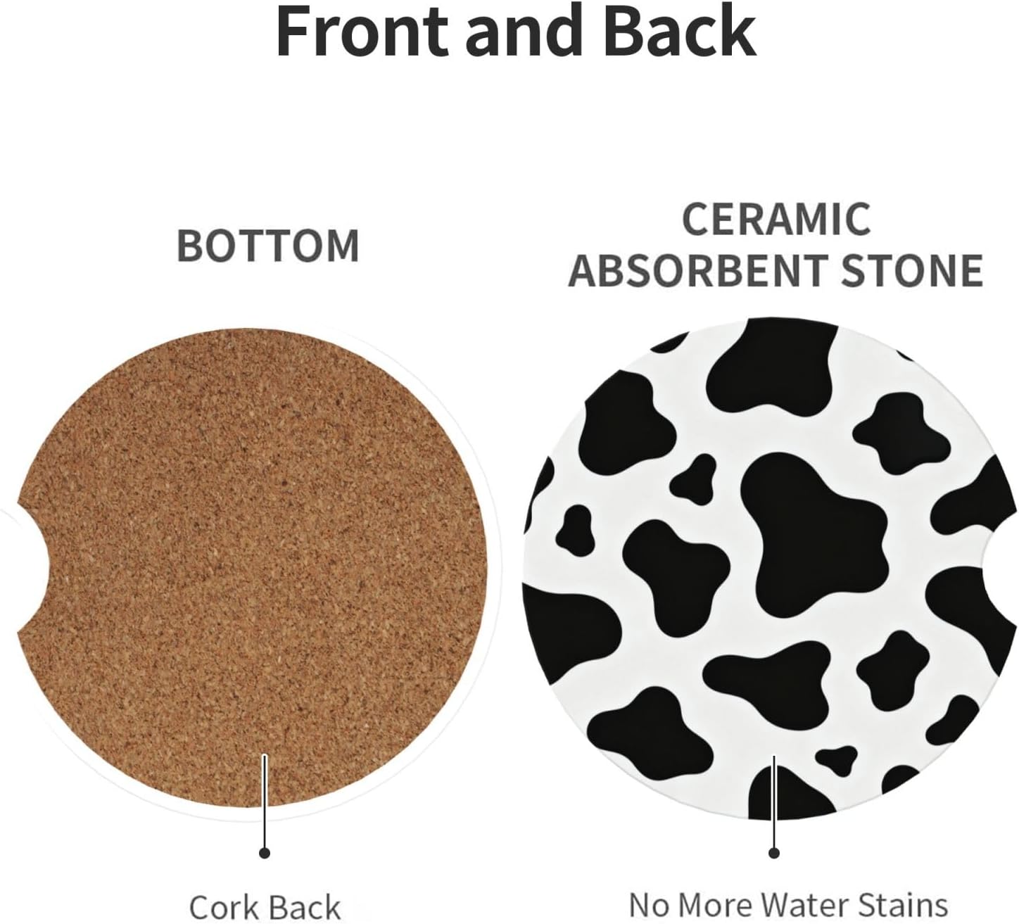 Cow Print 2 Pack Car Cup Holder Coasters Ceramic Drink Coasters image 2