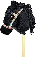 Vista 3 de Prairie Ponies Stick Horse - Hobby Horse - Stick Pony (Black Paint with Black Floral Halter)