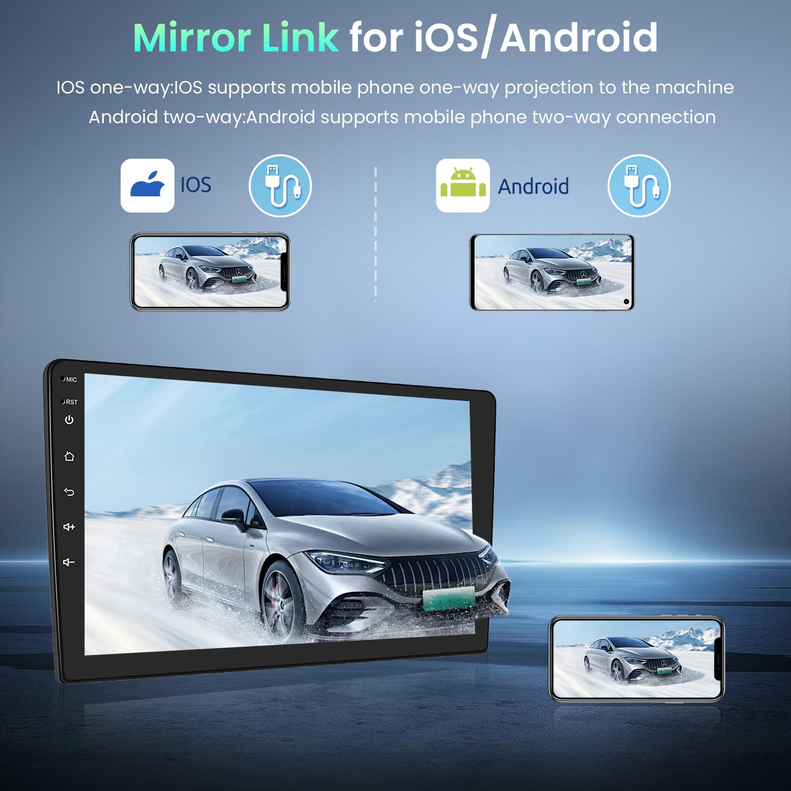 Podofo Android Autoradio GPS per Peugeot 208/2008 2012-2018, 10" Touchscreen Wifi Bluetooth FM RDS Radio Dulica Schermo USB Navigazione per Auto Video Stereo Player +Canbus