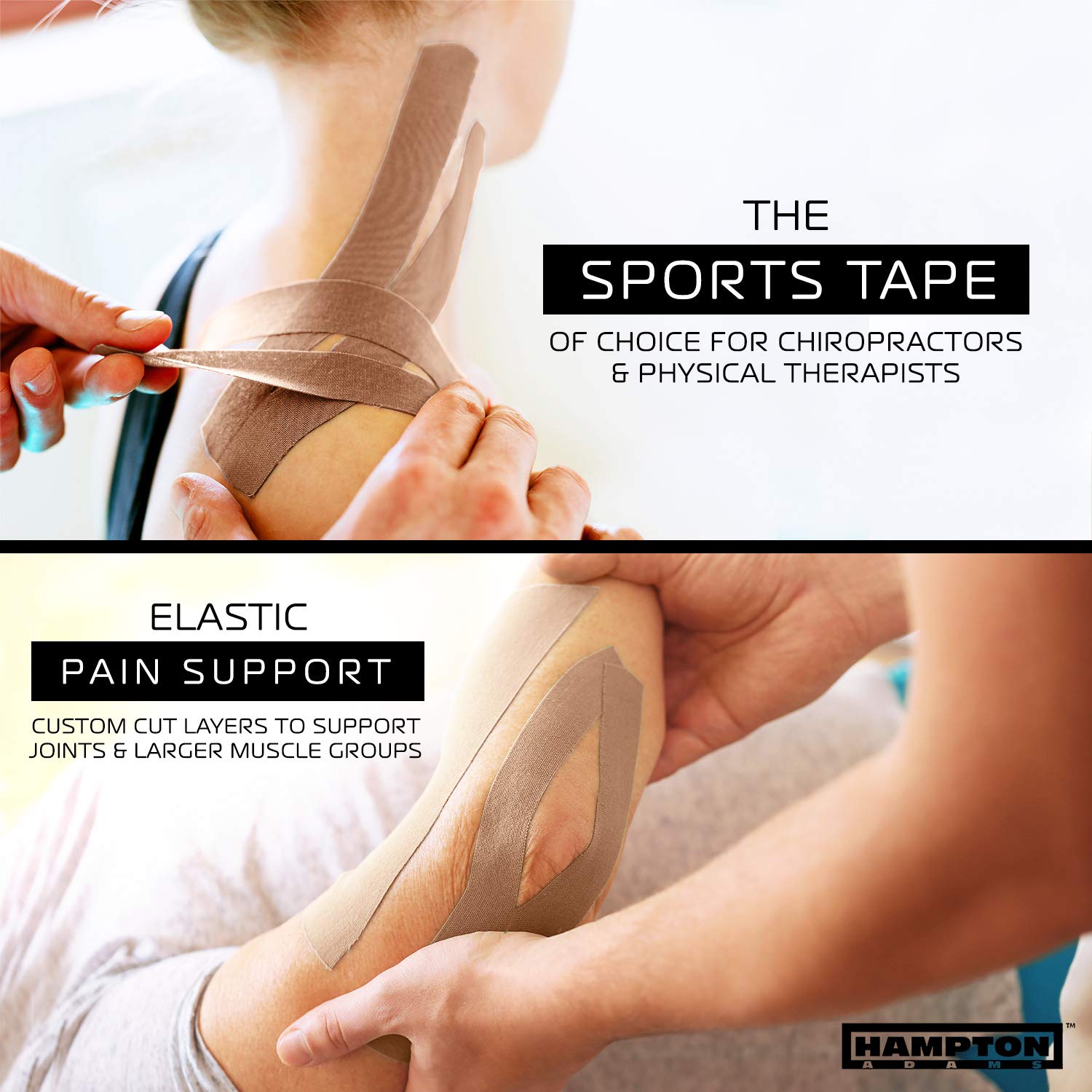 Hampton Adams (135 piedi) Nastro kinesiologico all'ingrosso Supporto per terapia sportiva con rotolo impermeabile per ginocchio, muscolo, polso, spalla, schiena/originale