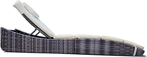 Miniatura 3 de Tumbona plegable al aire libre para piscina, tumbona plegable de mimbre para el sol, sofá de patio, tumbona reclinable, respaldo acolchado