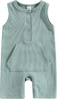 Newborn Baby Boy Girl Solid Romper Unisex Infant Knit Ribbed Sleeveless Jumpsuit Bodysuit Summer Clothes Outfits