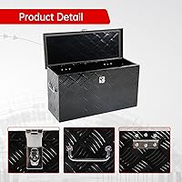 Vista 3 de 24'' Inch Stripes Plated ATV UTV Aluminum Tool Box Truck Bed Toolbox Waterproof Square Storage Organizer with Lock and Keys Black(24" L x 9.5" W x