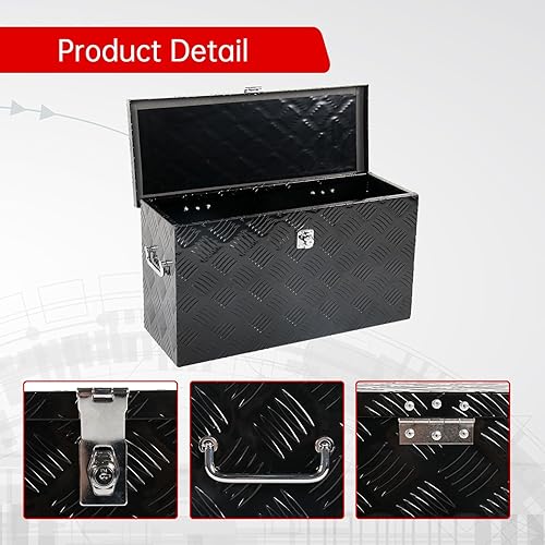 Miniatura 3 de Caja de herramientas de aluminio chapada en rayas de 24 pulgadas, caja de herramientas de aluminio, caja de herramientas cuadrada impermeable con