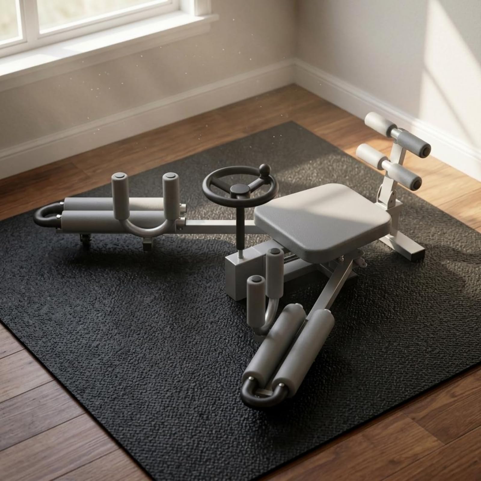 rockible Entrenador de Estiramiento para Adultos Máquina Divisora Estiradora Piernas Apertura de Caderas Ajuste con Volante Marco Metálico Asiento Acolchado