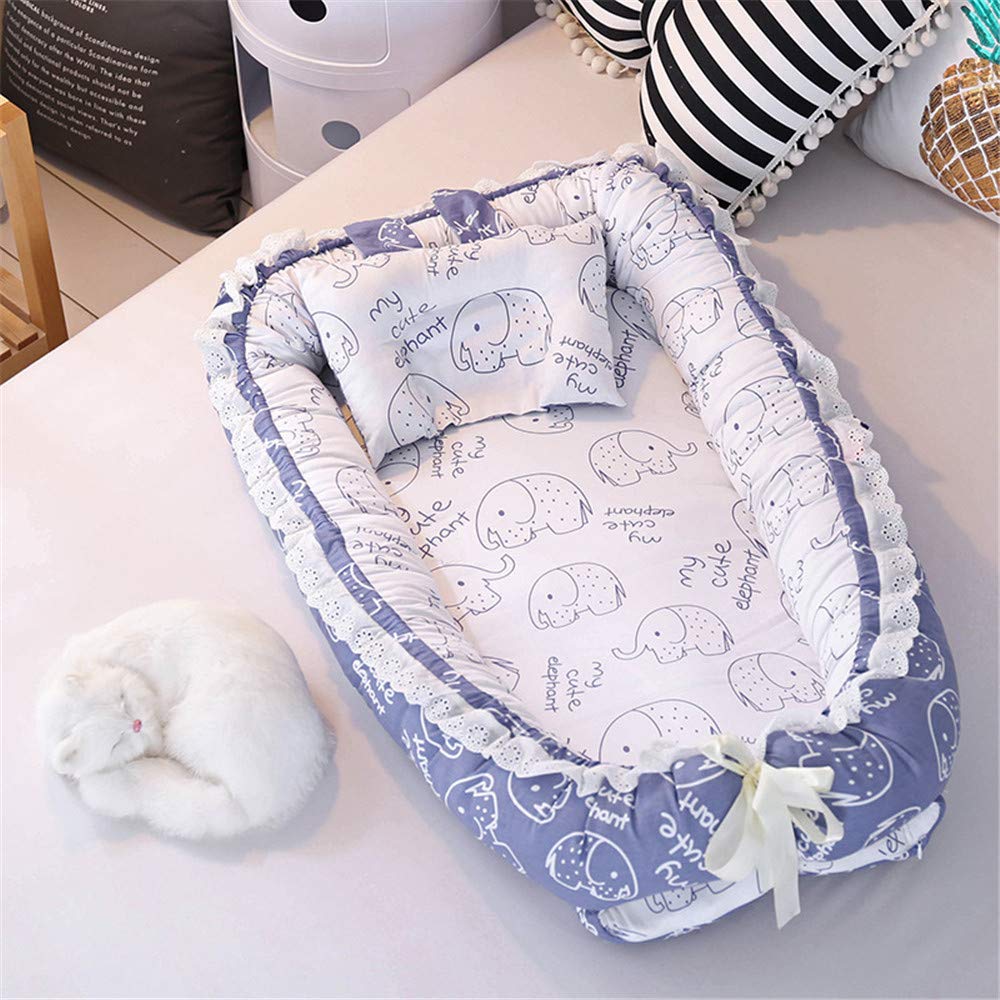 Buy 2 get 3 Abreeze Ruffled Baby Bassinet for Bed -Blue Elephant Baby Lounger - Breathable Baby Nest Sleeper Co-Sleeping Baby Bed - 100% Cotton Portable Crib for Bedroom/Travel Up To 60% OFF Abreeze Ruffled Baby Bassinet for Bed -Blue Elephant Baby Lounger - Breathable Baby Nest Sleeper Co-Sleeping Baby Bed - 100% Cotton Portable Crib for Bedroom/Travel