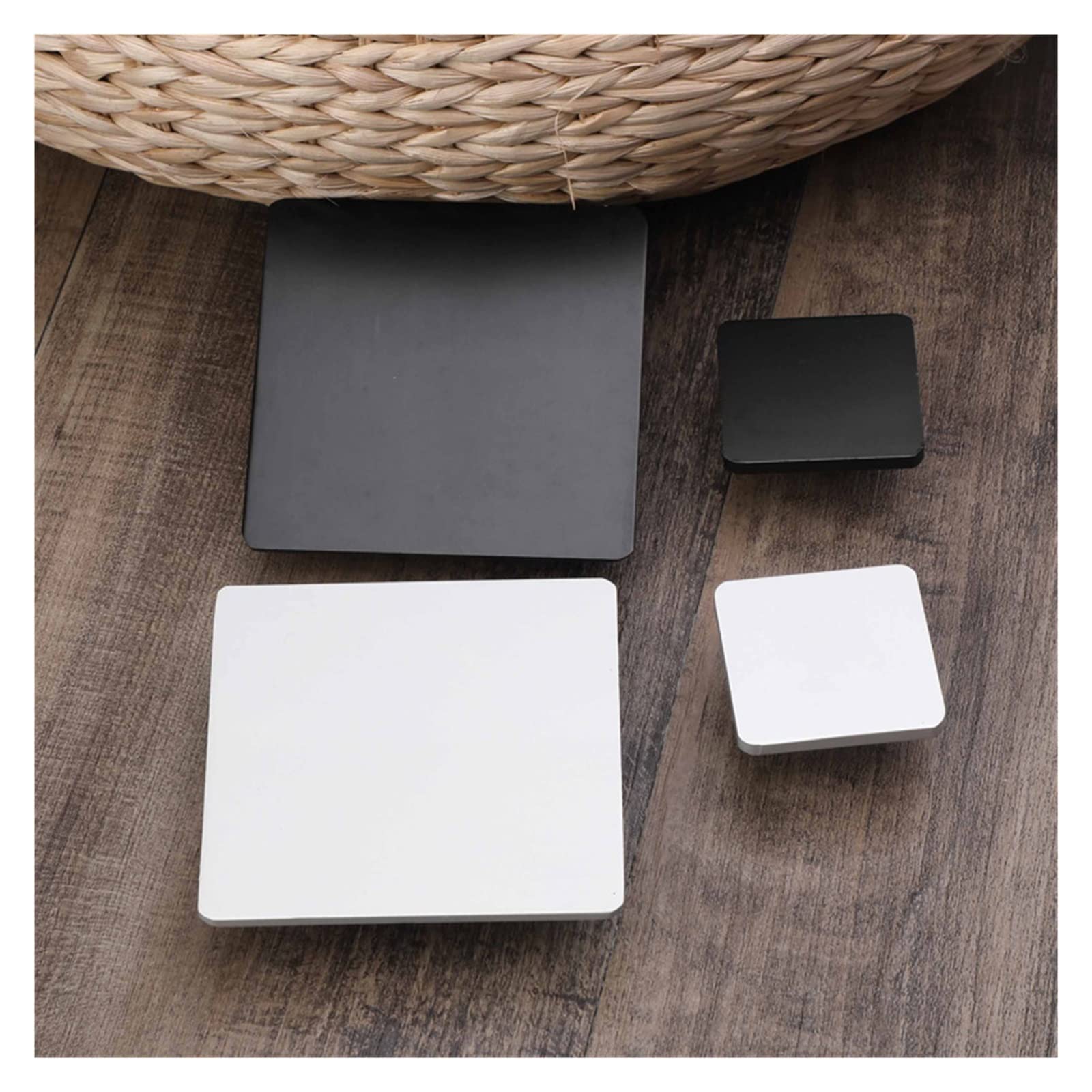 Poignée de porte et tiroir carrée en aluminium anti-trace noir 10 pièces