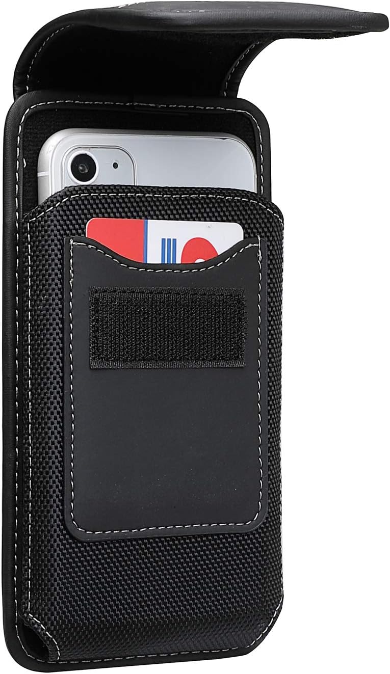 HISSIMO Belt Clip Holster for iPhone 11, 11 Pro Max, XR, Xs Max, 8 Plus, Cell Phone Case Pouch Pocket with Credit Card Holder, Black