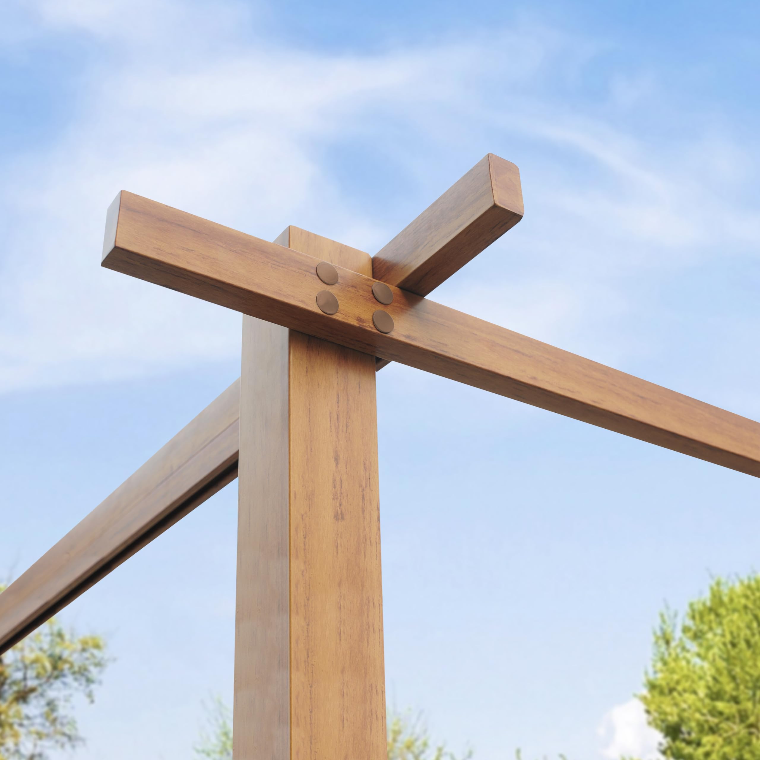 PRIMEYARD Pergola 3x3 m gazebo da giardino con tetto scorrevole struttura in acciaio look legno