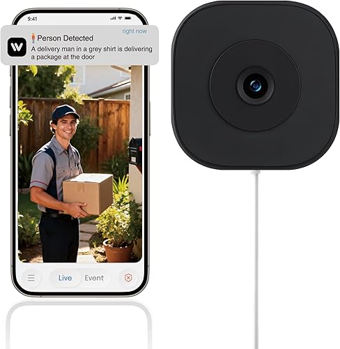 Cámara de ventana 2K, cámara de interior WiFi de 2.4G para seguridad del hogar, visión nocturna a color AI, detección de personas y movimiento,