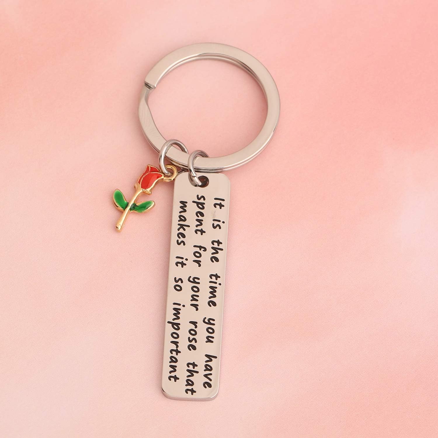 Vista 4 de MYOSPARK - Llavero con cita del pequeño príncipe que es el tiempo que pasas en tu rosa
