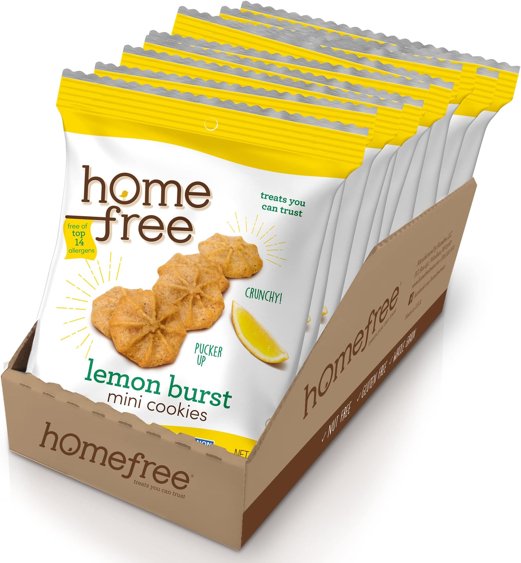 Treats You Can Trust Gluten Free Mini Cookies, Single Serve, Lemon Burst, 1.0 Ounce (Pack of 10)…