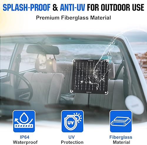 Miniatura 4 de ECO-WORTHY Batería solar mejorada de 5 W y chorrito de 12 V, cargador de batería monocristalino impermeable, panel solar con enchufe para encendedor