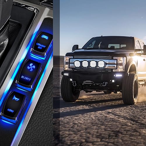 Miniatura 7 de Nilight Interruptor basculante del soplador Interruptor de barra de luz LED 5 Pin Laser On Off SPST interruptores 20A12V 10A24V Interruptor azul con