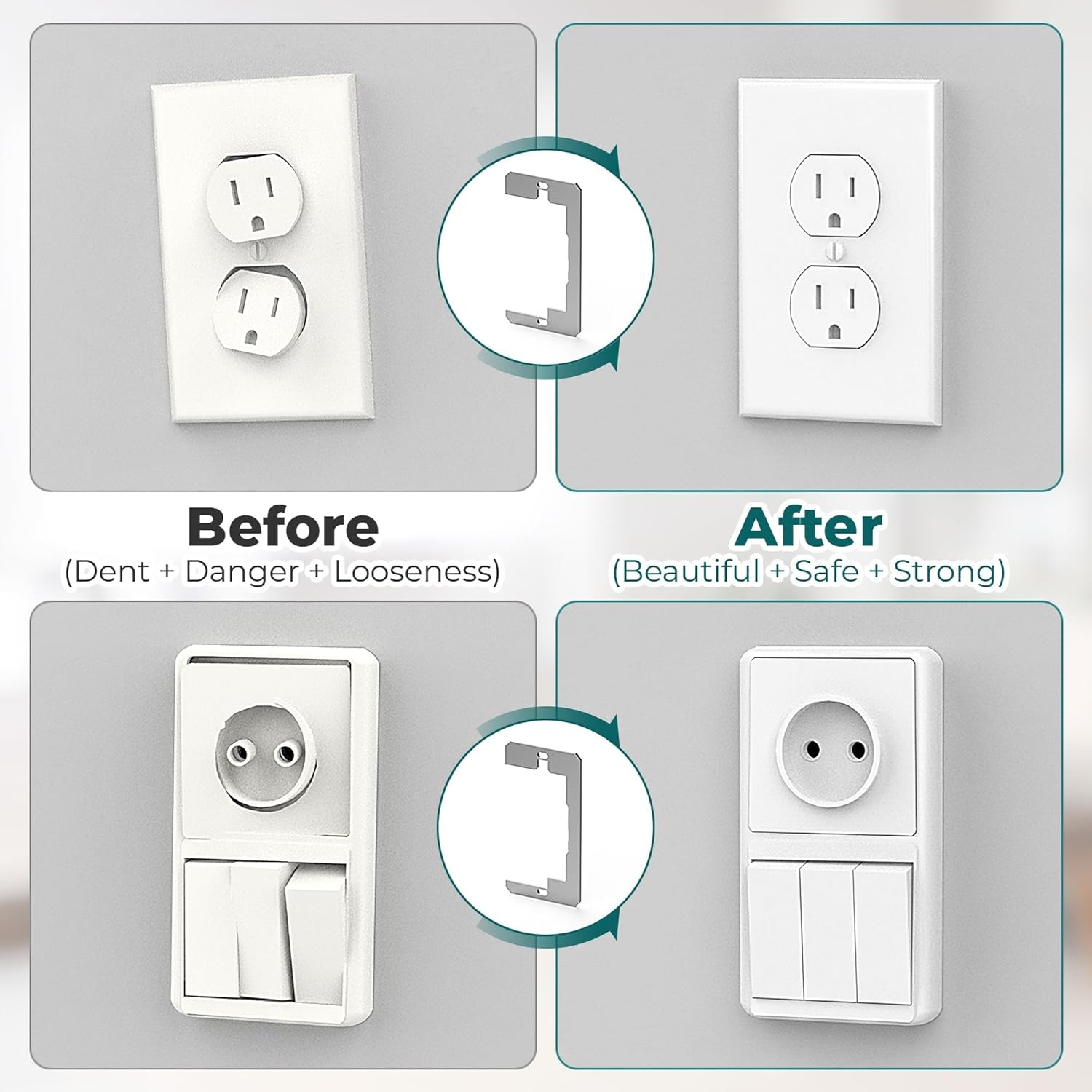 10 Pcs Wall Plate Spacers, Metal Outlet Spacers for Electrical Box, Flush Fit Leveling Plate,Outlet Shims Device Level Plates For Use With Electrical Boxes And Receptacles