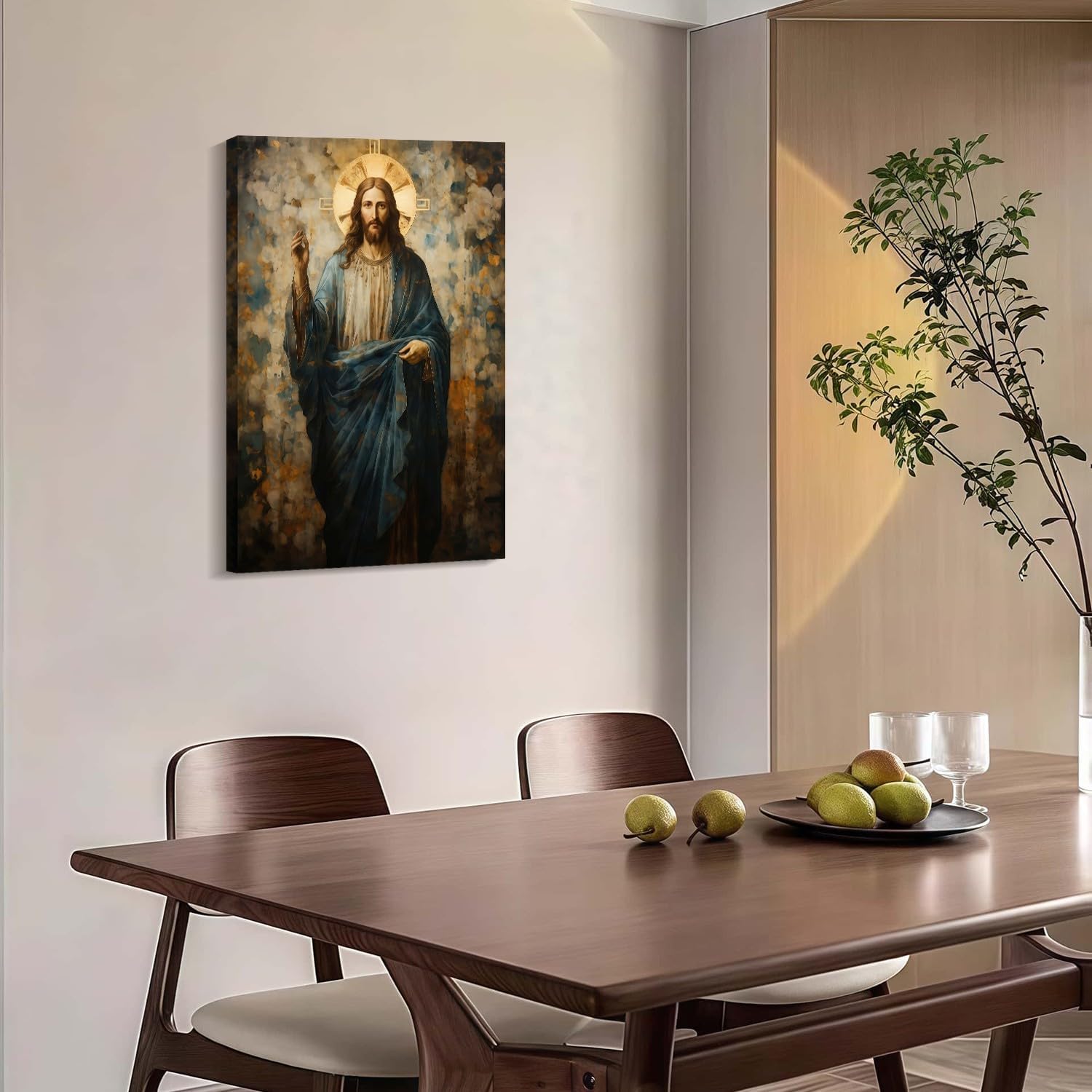 Framed Jesus Canvas Wall Art Christian Religious Poster Print Picture Home Decor Gallery Wall Painting Decoration Living Room Bedroom church Prayer Room 16x24 Inch Ready to Hang