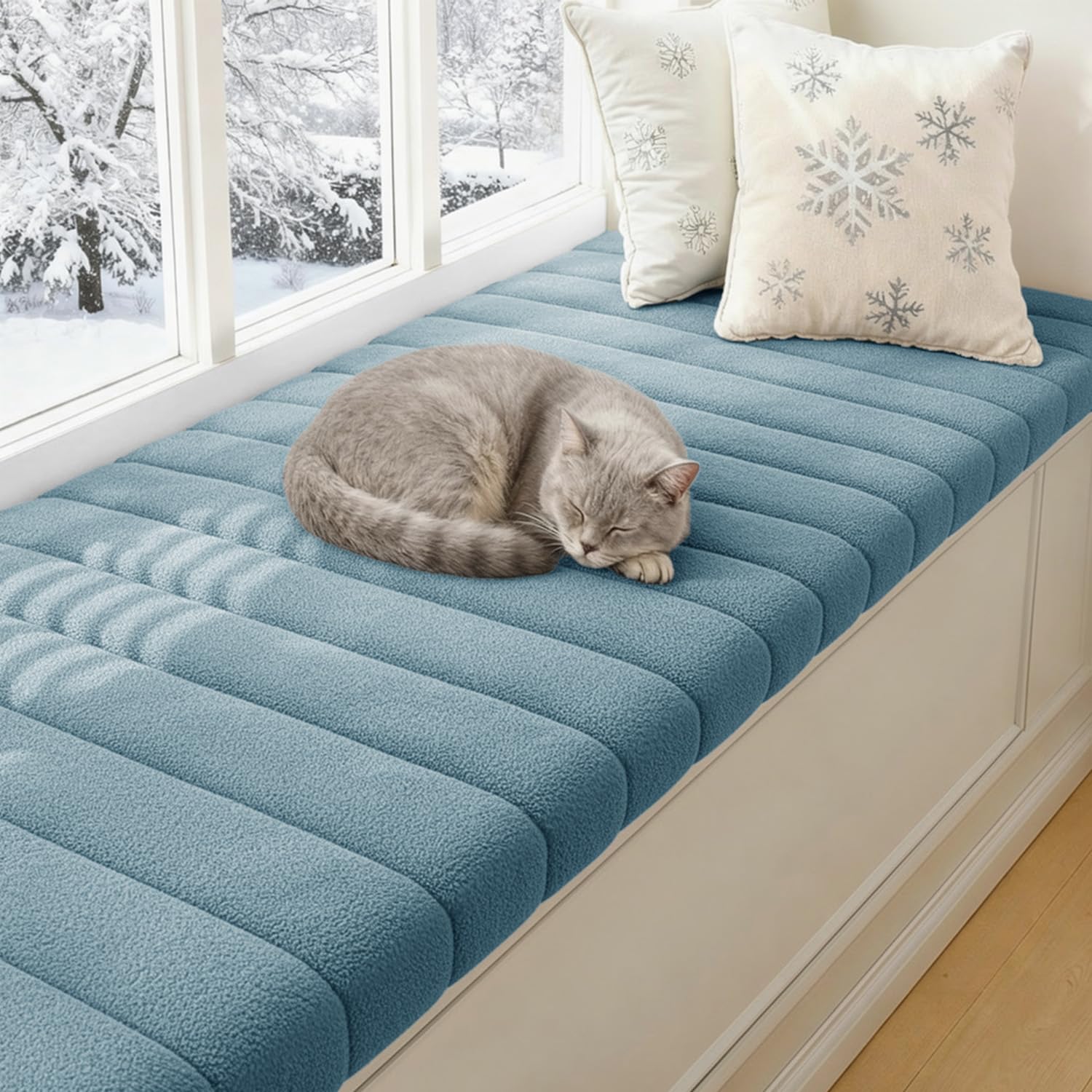 Coussin de banc bleu lac 100x30 cm antidérapant et lavable