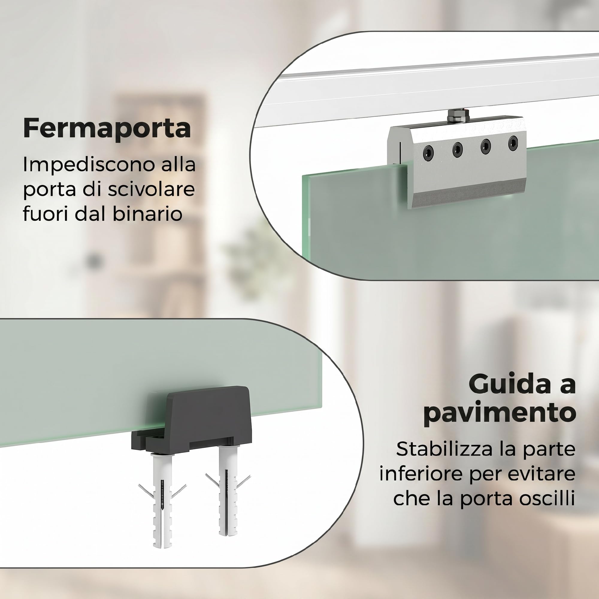 HOMCOM Porta Scorrevole Interna Muro 77.5x205 cm in Vetro Smerigliato, Binario Silenzioso in Lega di Alluminio, Kit Ferramenta, Maniglia, Guida, Porta da Interno in Stile Industriale, Bagno, Ufficio