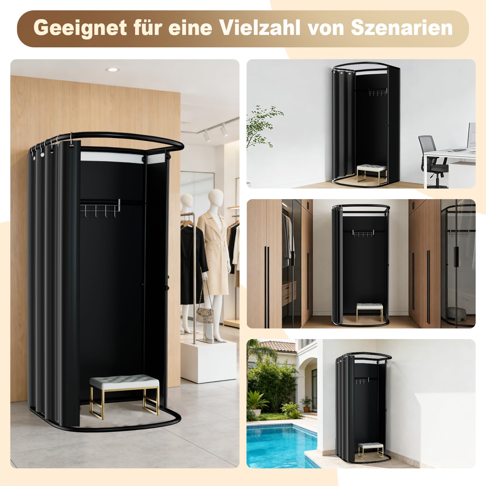 Umkleidekabine Freistehend, U-Form Bewegung Spur Umkleideraum, Bodenstehende Tragbarer Sichtschutz, Schattierung umkleide Öse Eisenhalterung, für Büro Einkaufszentrum