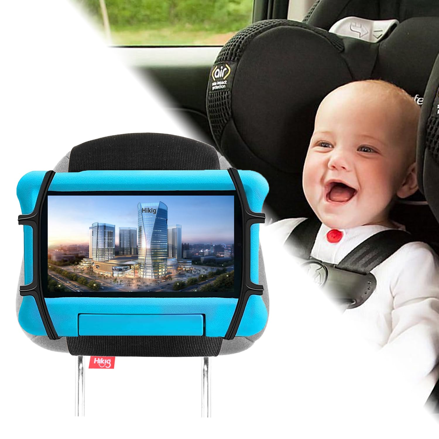 Hikig Support Tablette Voiture 4,4 à 12,9 Pouce Support de l'appuie-tête de Voiture Rotation à 360° Compatible avec iPad Pro Air Mini, Samsung Galaxy Tab, Huawei MediaPad, Kindle,Phone et d'autres