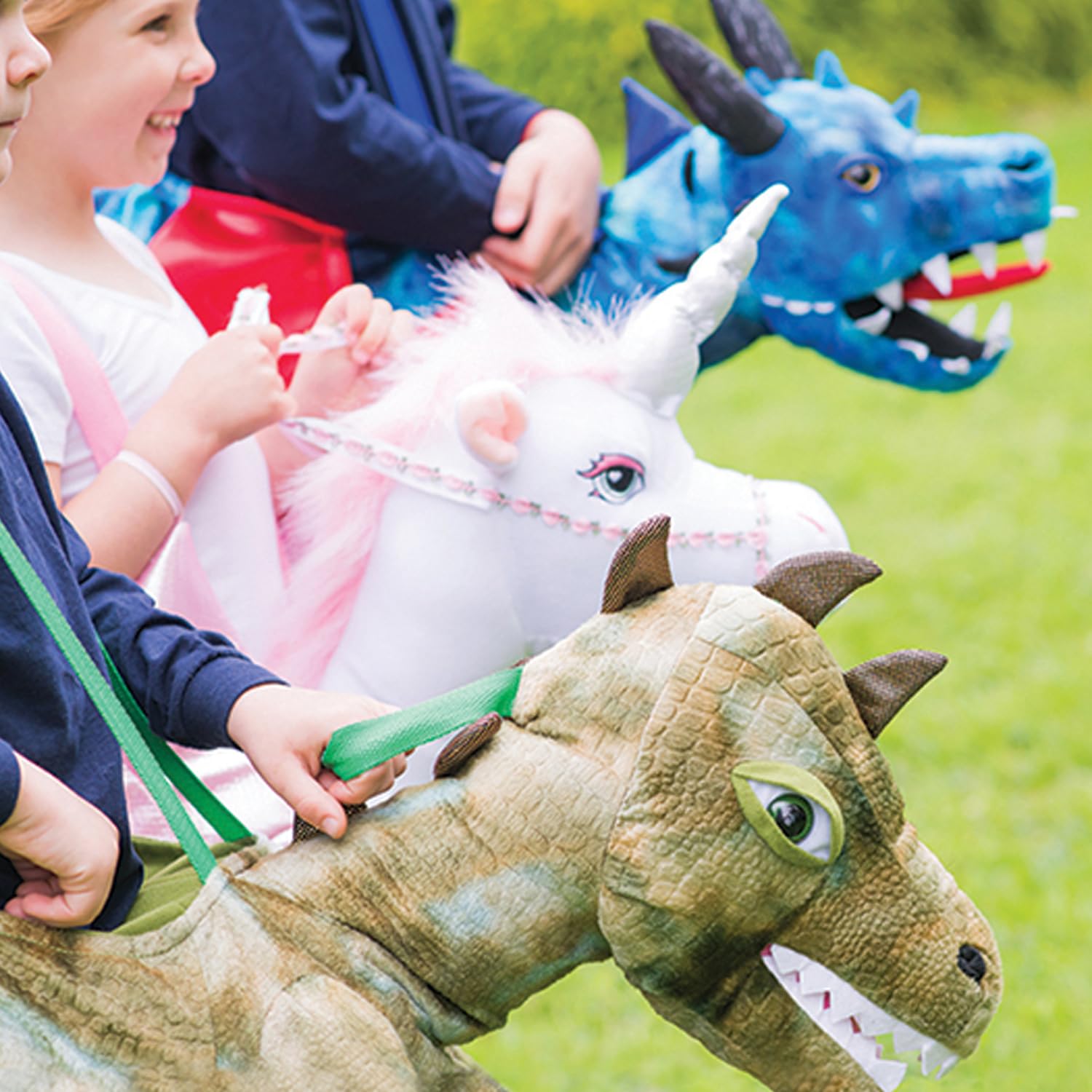 amscan RDR Dragon Ride-On kostium, chłopcy, dziewczęta, niebieski/zielony, dziecko 3 lata