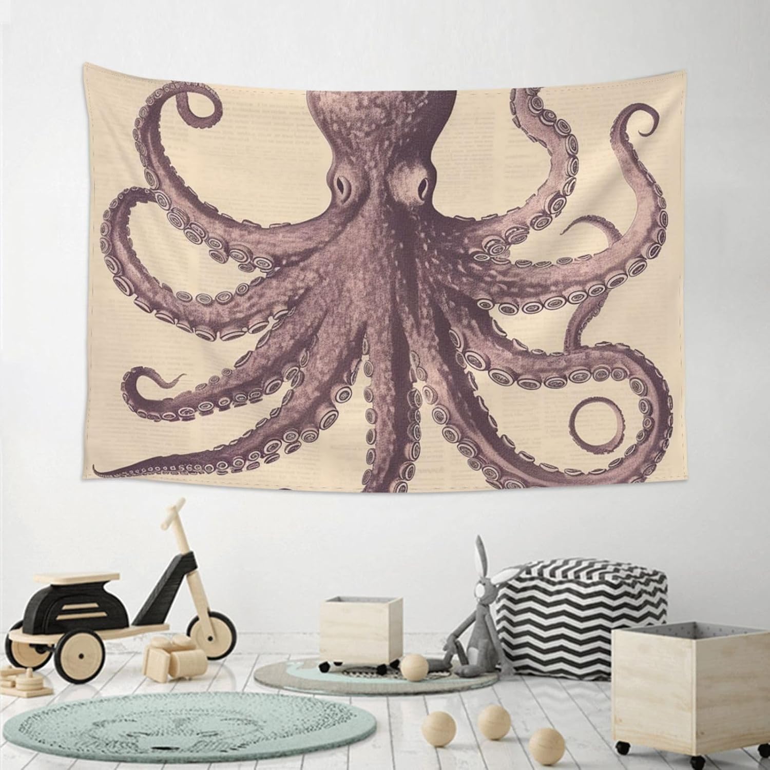 WSOIHFEC Tapestry Wide Wall Hanging Vintage octopus Tapestry Vintage Lightweight Wall Blanket Funny Tapestry Wall Art Home Decor Soft Mural for Bedroom Dorm Living Room 60 X 40 Inch image 5