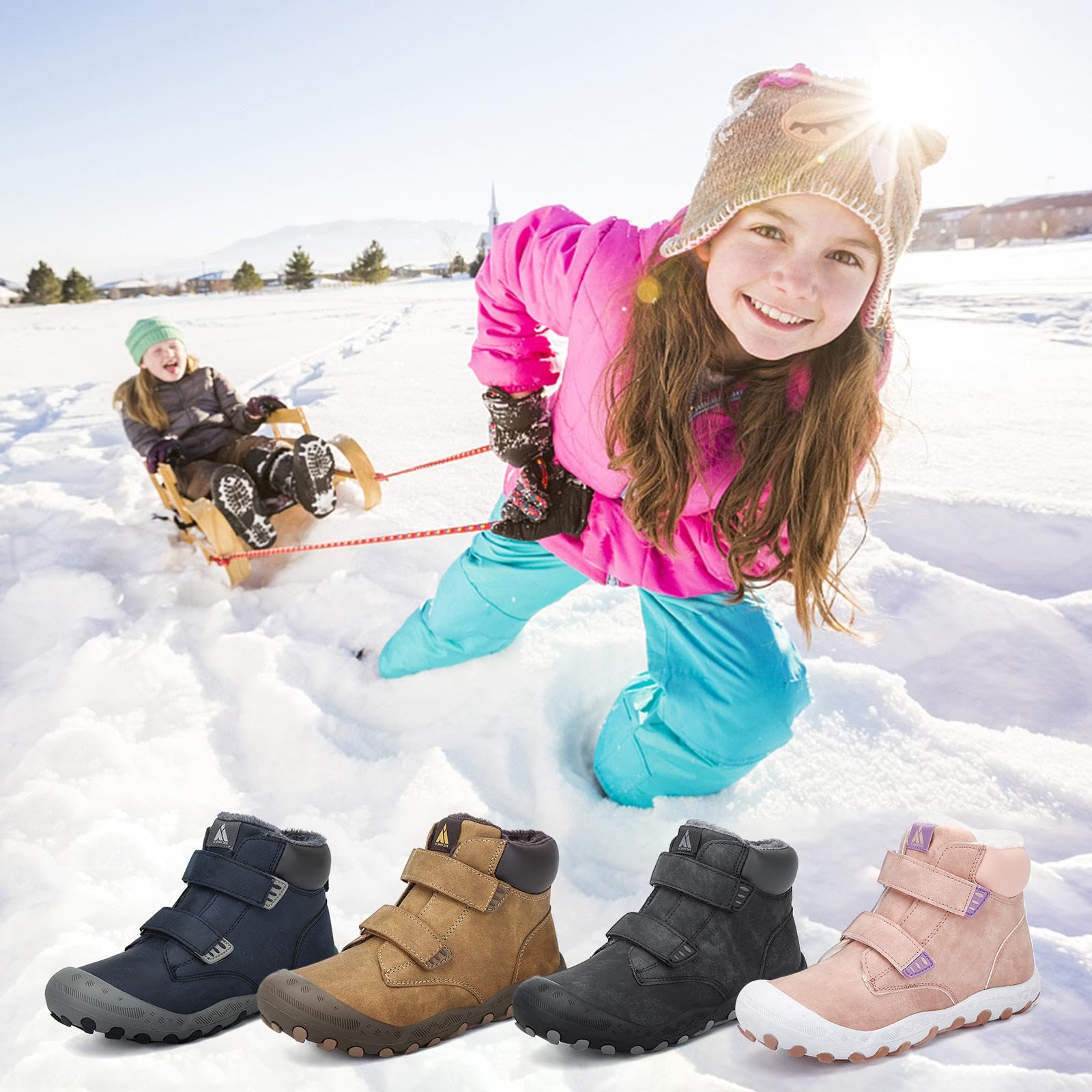 Mishansha Kinder Winterschuhe | Warm gefüttert, Rutschfest
