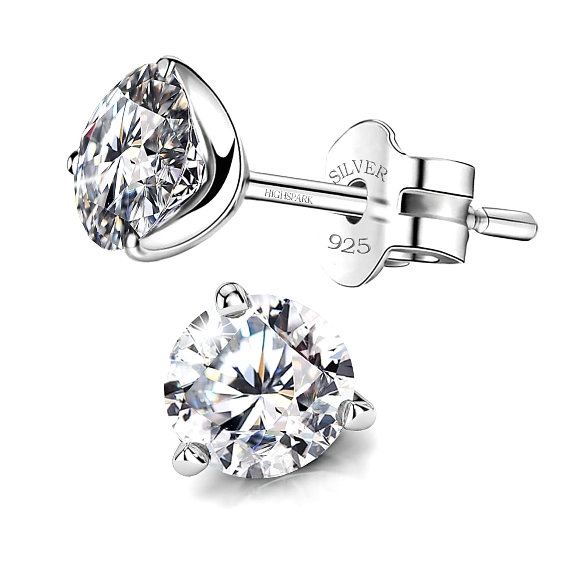 HighSpark Women 925 Silver "Sparkling Martini" Solitaire Earrings | 92.5 Sterling Silver And Diamond Like Brilliance Sparkling Zirconia | Lovely Gift - Silver 7Mm (B09Q1J3FW2) Amazon Price History, Amazon Price Tracker