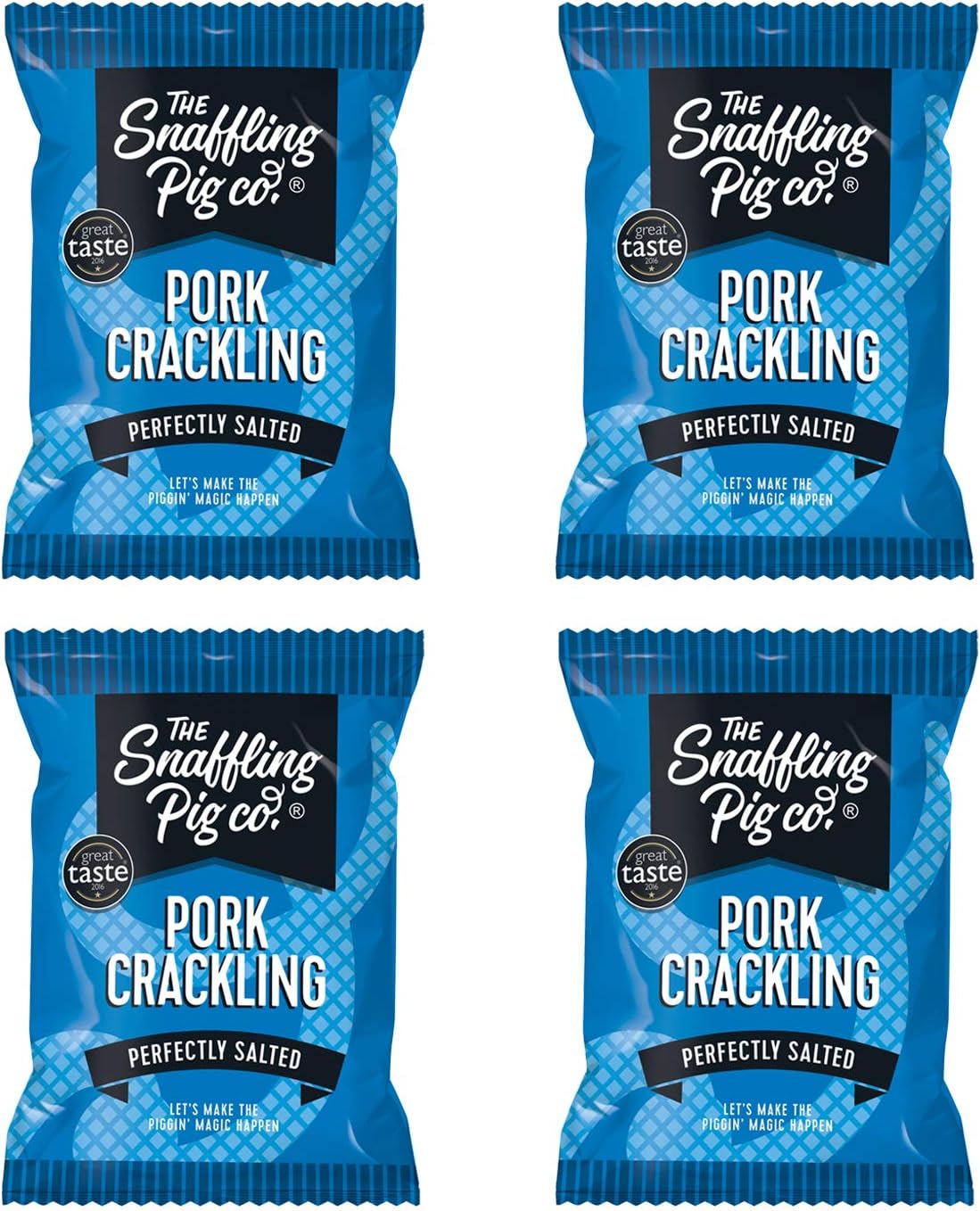 Snaffling Pig Perfectly Salted Pork Crackling Packets 50g - Pack of 4