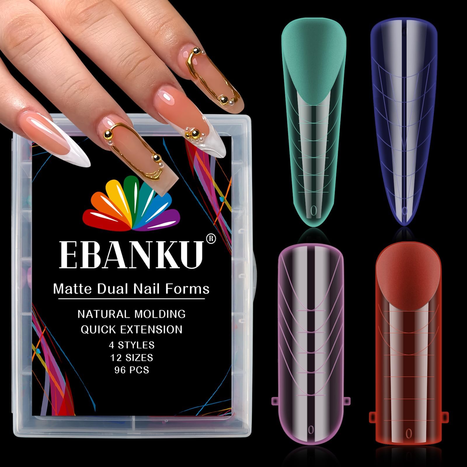 EBANKU 96PCS Poly Gel Nail Forms