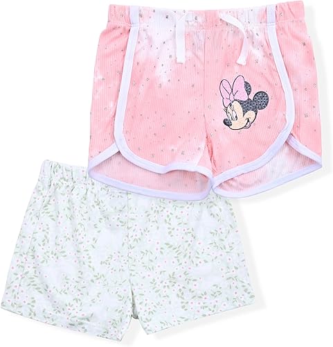 Disney Minnie Mouse Girls 2 Pack Shorts for Toddlers and Little Girls - PinkBlue