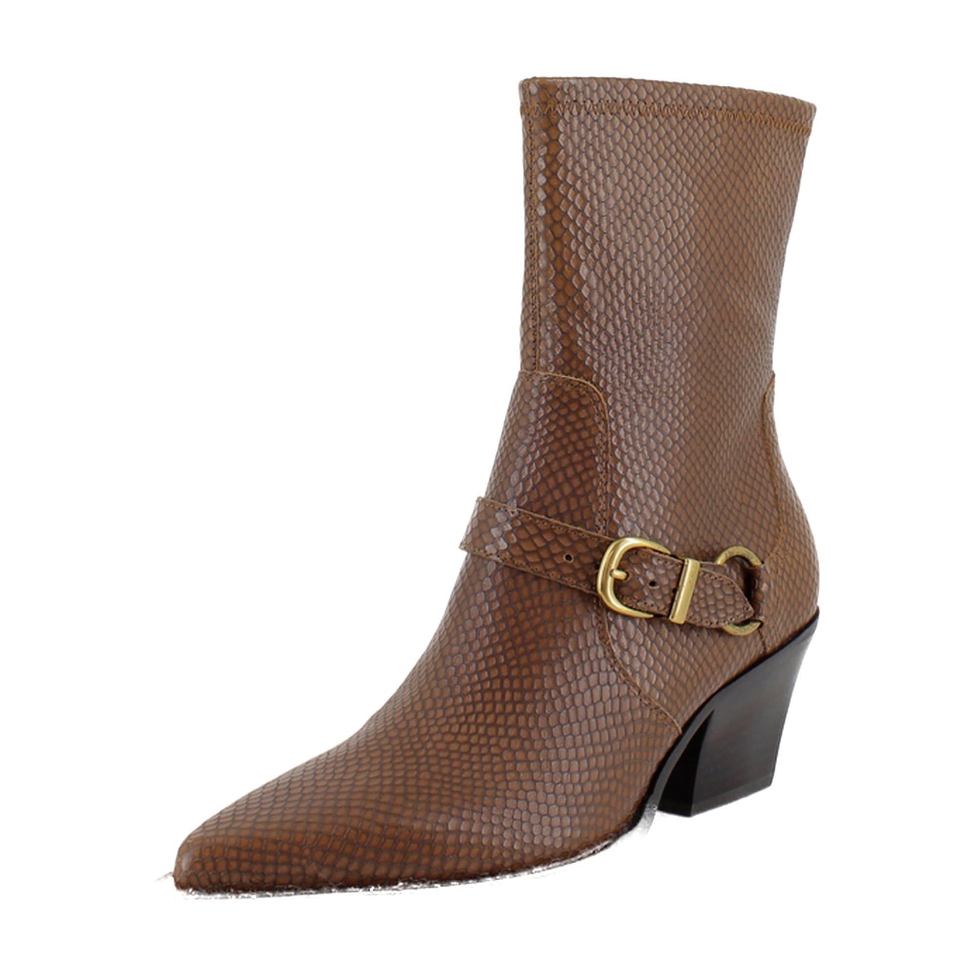 RAVE WIDE CALF BOOTS SADDLE EMBOSSED LEATHER