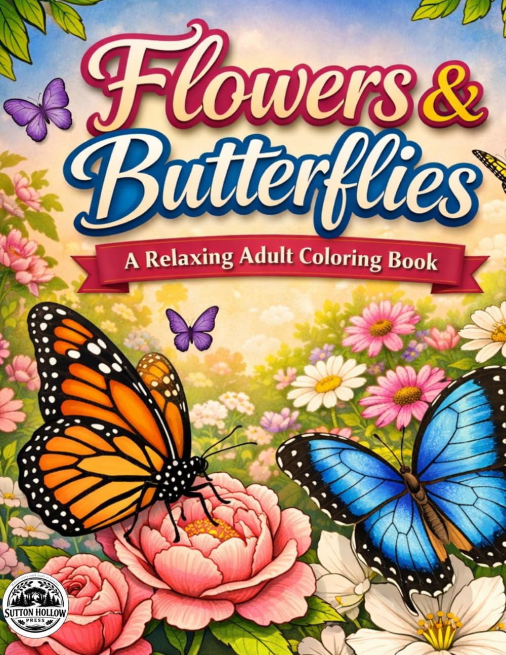 Flowers & Butterflies: A Relaxing Adult Coloring Book