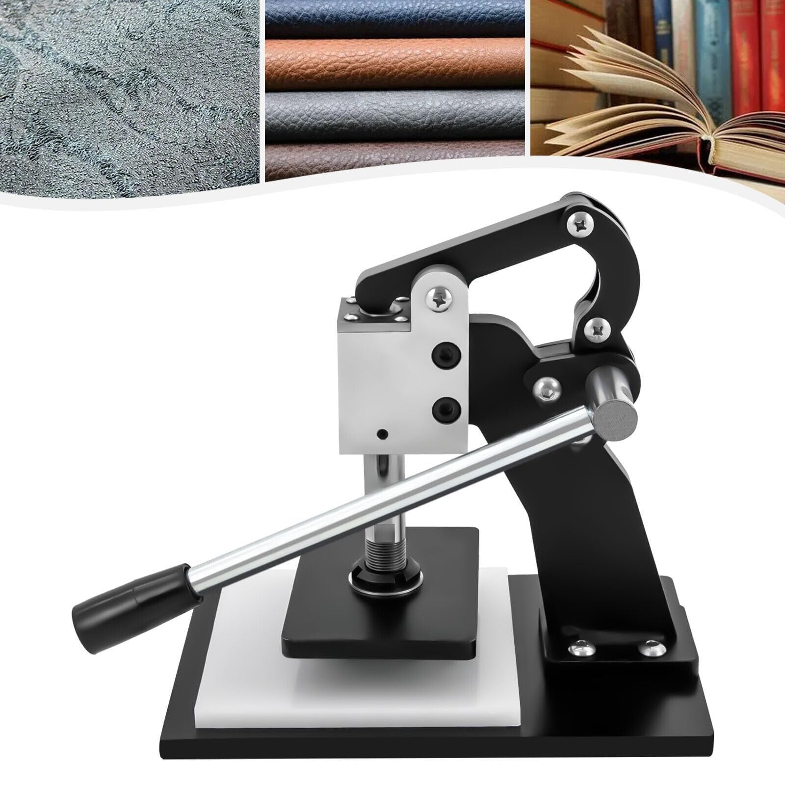 Macchina Manuale per Il Taglio della Pelle - Fustellatrice Manuale per goffratura e stampaggio di Pelle, Silicone, Gomma e Carta - Include tampone per lavorazioni di precisione