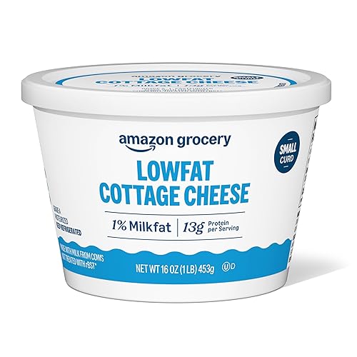 Amazon Fresh, Queso cottage pequeño bajo en grasa 1% de grasa de leche, 16 onzas