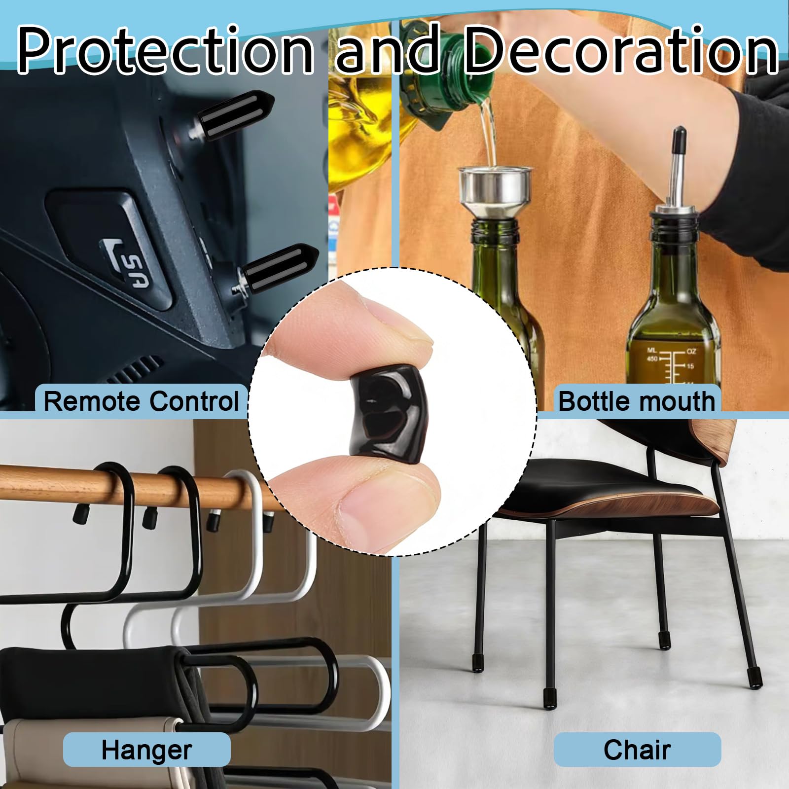 150 Pezzi Tappi Terminali in Gomma 4mm ID, Rotondi Cappucci Terminali in PVC, Copertura Protezioni per Viti, Bulloni, Filettature, Tubi, Gambe di Sedia e Astine, Nero